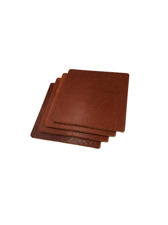ByLeather Round PU Brown Coasters 9cm 4pcs