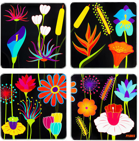 Pylones Rotund Suporturi pentru pahare Sticlă Multicolor 10cm 4buc