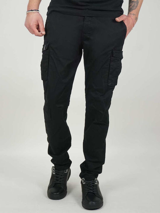 Cover Jeans Ανδρικό Παντελόνι Cargo Ελαστικό Μαύρο