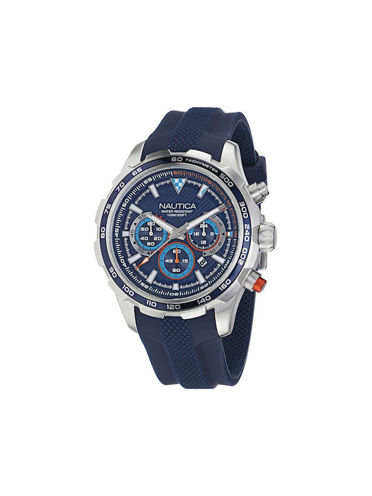 Nautica NST Watch Chronograph Battery with Blue Rubber Strap
