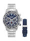 Nautica Men's Watch 46mm Chronograph Battery with Silver Metal Bracelet