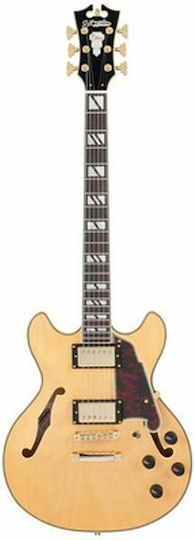 D'Angelico Deluxe Mini DC Satin Elektrische Gitarre ES mit 2xP90 Tonabnehmerkonfiguration Gelb