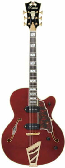 D'Angelico Excel 59 Електрическа Китара ES с 2xP90 Конфигурация на Пикапите Viola Red с Калъф