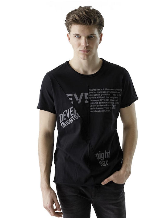 Devergo T-shirt Bărbătesc cu Mânecă Scurtă Negru