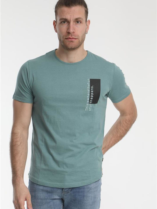 Van Hipster T-shirt Bărbătesc cu Mânecă Scurtă Albastru deschis