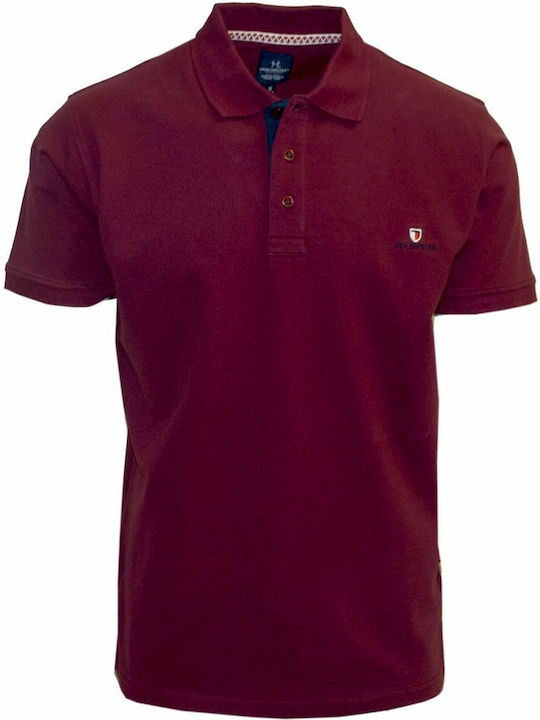 Van Hipster Bluza Bărbătească cu Mânecă Scurtă Polo Burgundy