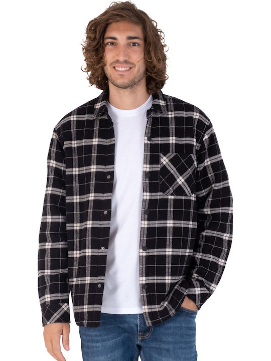 Μακρυμάνικo Overshirt Καρό Μαύρο