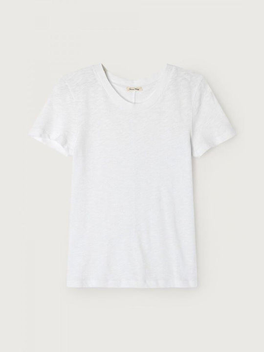 American Vintage Damen T-Shirt mit V-Ausschnitt Weiß