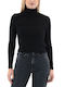 MY T Damen Langarm Pullover Rollkragen Schwarz