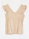 Cuca Women's Summer Blouse Linen Sleeveless Beige