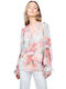 Twinset Damen Sommerliche Bluse Langärmelig Blumen Grün