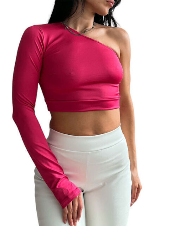 Chica Γυναικείο Crop Top Μακρυμάνικο Πορτοκαλί