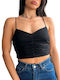 Chica Women's Summer Crop Top with Straps Black