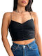 Γυναικείο Crop Top με Τιράντες Καλοκαιρινό Μαύρο