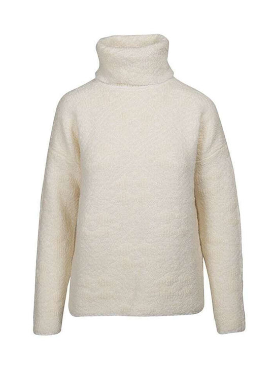 Crossley Women's Long Sleeve Sweater Woolen Turtleneck White