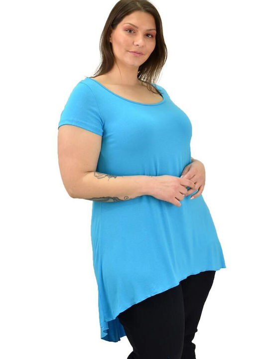 First Woman Bluza de Damă de Vară Mâneci scurte Albastră