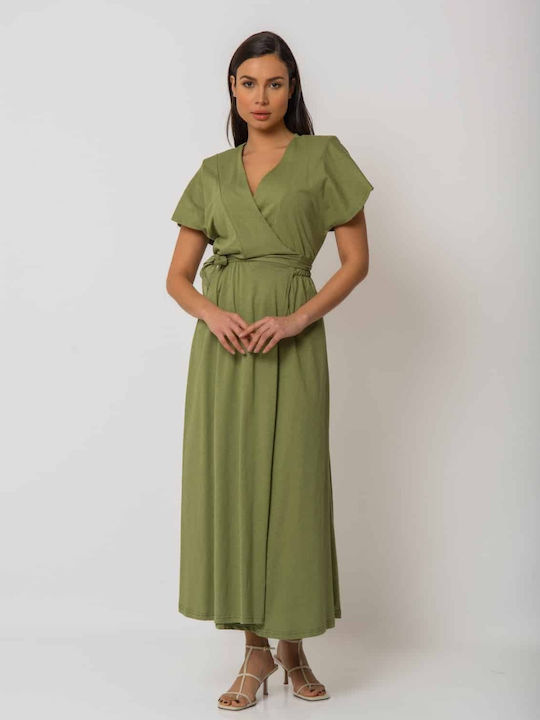 Noobass Sommer Midi Kleid Khaki