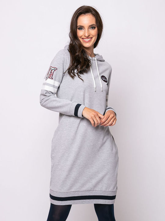 Heavy Tools Mini Kleid mit Kapuze Gray