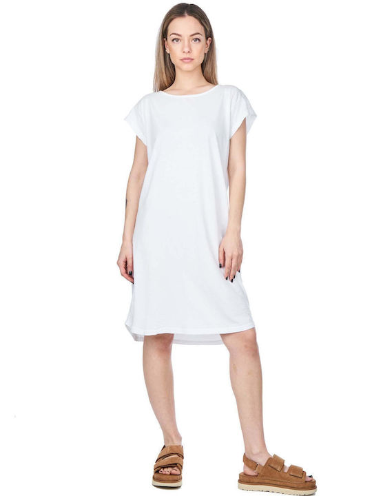 Crossley Sommer Midi T-Shirt Kleid Weiß