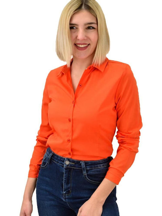 Potre Women's Monochrome Long Sleeve Shirt Orange