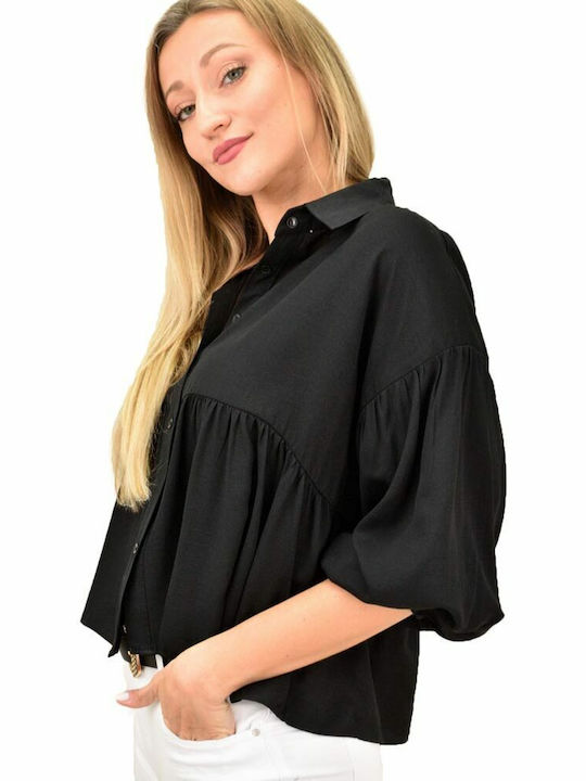 Potre Women's Monochrome Long Sleeve Shirt Black