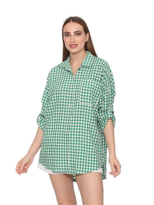 Capriccio Women's Checked Long Sleeve Shirt Green