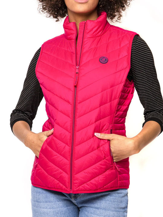Heavy Tools Women's Short Puffer Jacket for Spring or Autumn Fuchsia