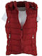 G Secret Women's Short Puffer Jacket for Winter with Hood Burgundy