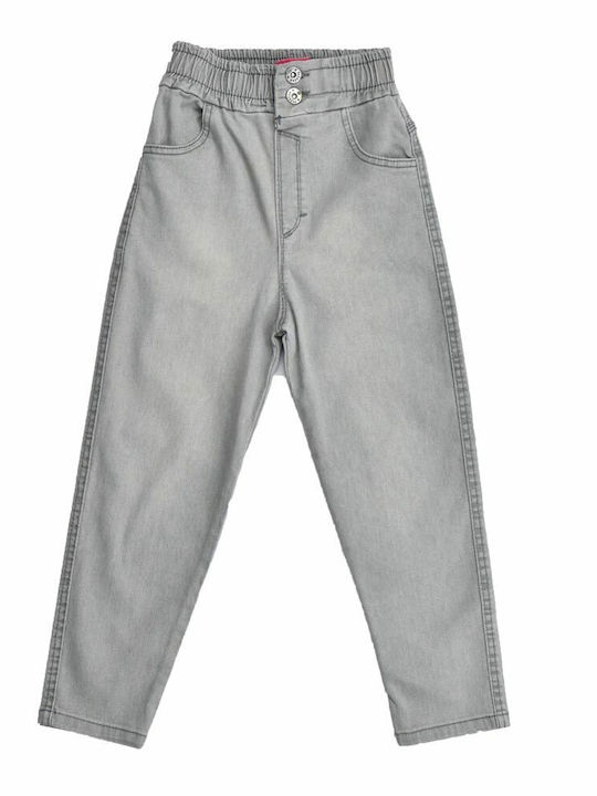 Potre Girls Fabric Denim Trouser Gray