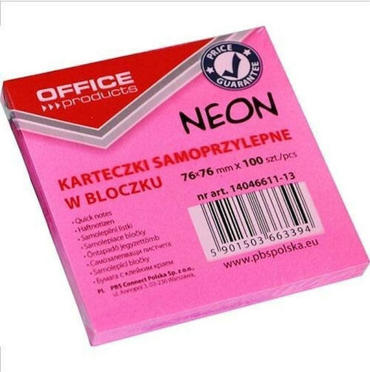 Office Point Sticky Note Pads in Cube Pink 7.6x7.6pcs Neon