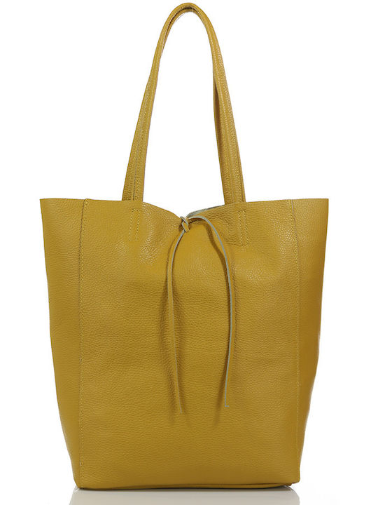 Passaggio Leather Women's Leather Shopper Shoulder Bag Yellow