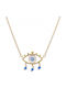 LifeLikes Lucky Charm Eye Necklace Gold Plated with Zircon Blue