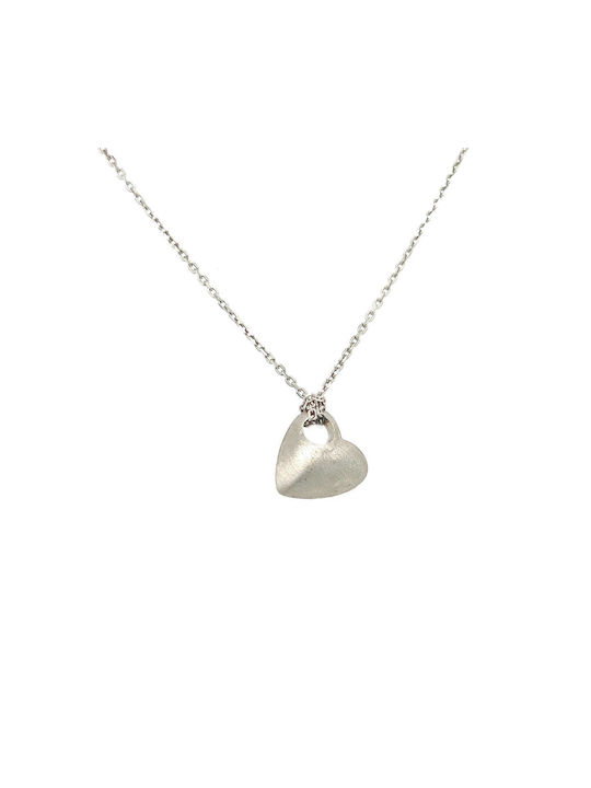 Xryseio Necklace with design Heart from White Gold 18k