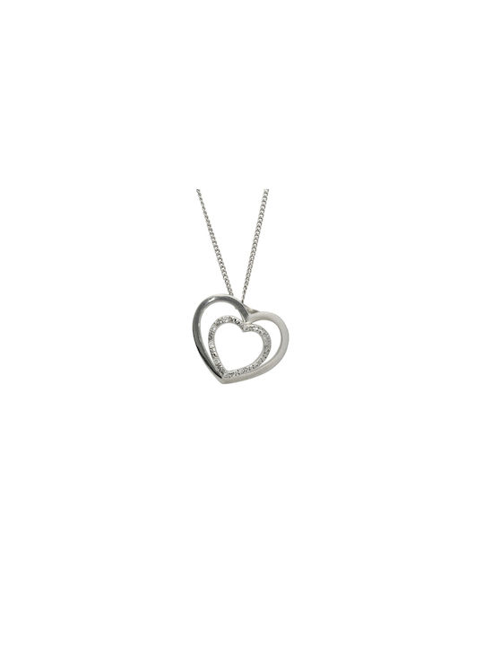 Dimiourgiko Vildiridis Necklace with design Heart from White Gold 14K with Zircon