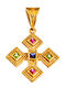 Gatsa Charm Φυλαχτό Κωνσταντινάτο με Πέτρες από Επιχρυσωμένο Ασήμι με Ζιργκόν