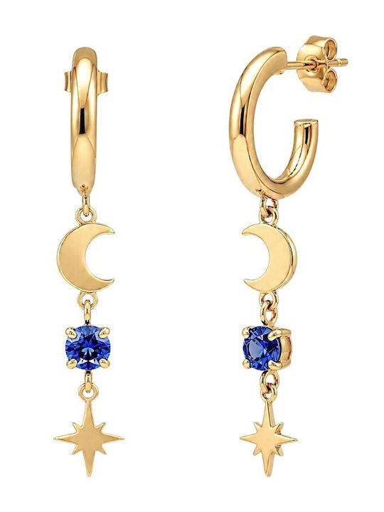 Victoria Cruz Earrings Hoops made of Silver Gold Plated with Stones