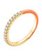 Xryseio Damen Ring Ehering mit Zirkonia & Emaille aus Silber Vergoldet