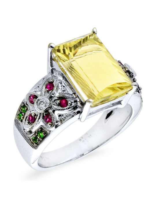 Margaritari Ring with Diamond made of White gold 18K