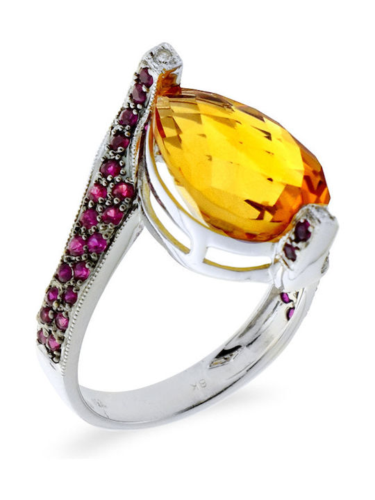 Margaritari Damen Ring mit Diamant aus Weißgold 18K