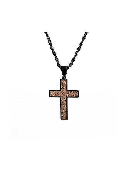 Piercing.gr Black Men's Cross from Steel with Chain