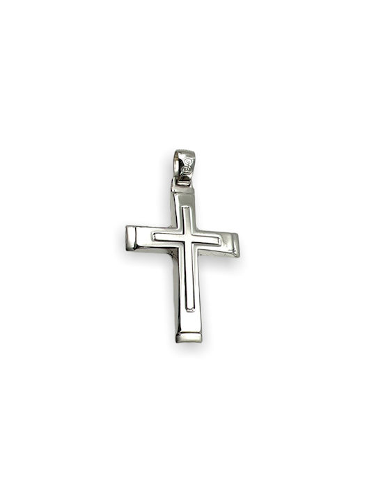 Xryseio Men's White Gold Cross 14K