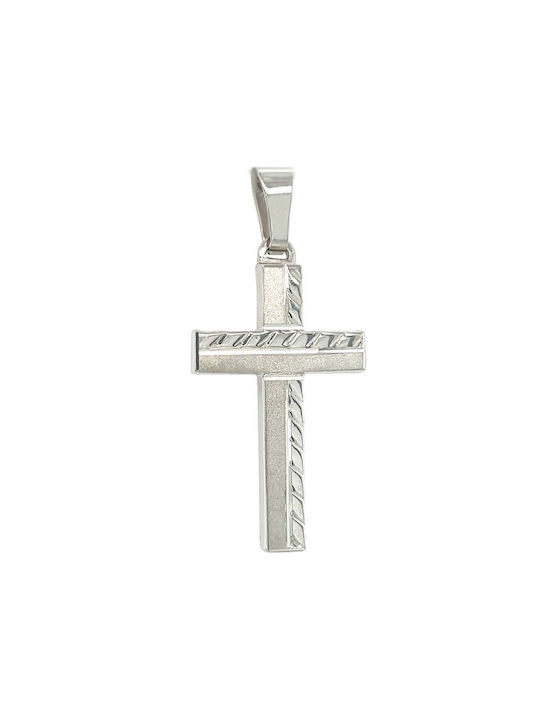 Xryseio Men's White Gold Cross 14K