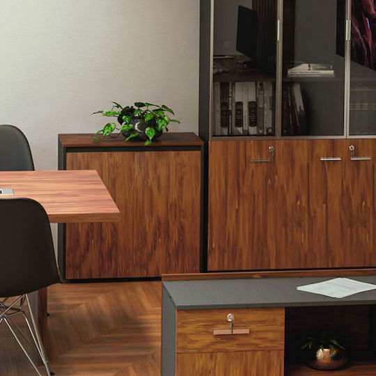 Oscar Office Storage Chipboard Cabinet Walnut-carbonate L80xW40xH80cm