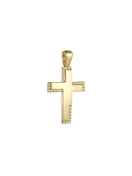 Papoulidis Jewellery Damen Gold Kreuz 14K mit Kette