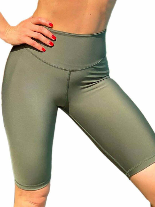 Axidwear Frauen Fahrrad Leggings Hochgeschnitten & Push Up Khaki