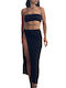 Chica Set with High Waist Maxi Skirt in Black color