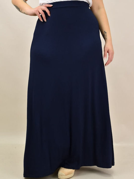 First Woman High Waist Maxi Skirt in Navy Blue color