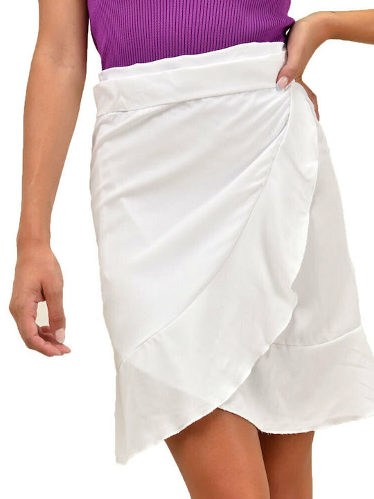 First Woman High Waist Mini Skirt in White color