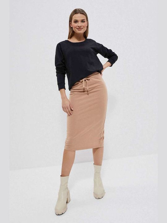 Make your image High Waist Midi Skirt in Beige color