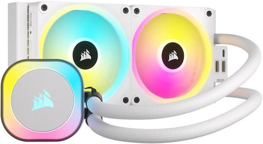 Corsair ICUE Link H100i Water Cooling AIO CPU With 2 120mm Fans And White RGB Lighting